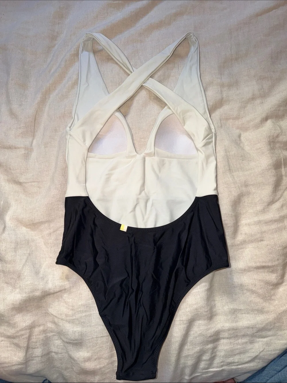 Summersalt black/white one piece plunge neckline